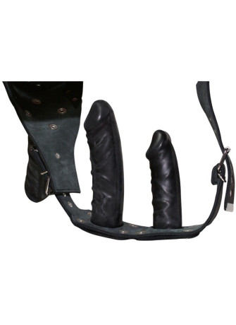 Leather String with 3 Dildos
